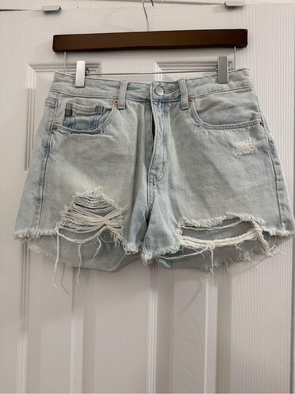 Just USA Light Blue Distressed Denim Shorts